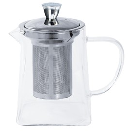 Cristel Rooïbos Collection Borosilicate Glass Tea Pot, 27 Ounces, with Stainless Steel Lid and Infuser