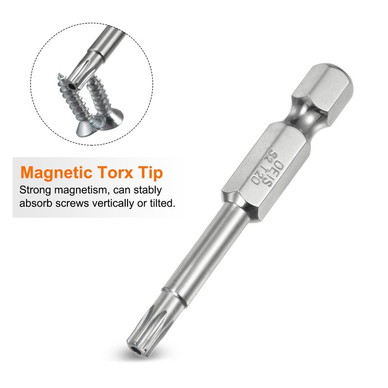 HARFINGTON 2pcs T20 Security Torx Bit 1/4" Hex Shank 2"