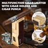 Scotte Cigar Humidor Box, Cigar Lighter Cedar Wood Lined Leather