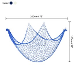 PATIKIL 79 x 39 Inch Decorative Fish Net, 2 Pack Natural Cotton Fishing Net Wall Hangings Decoration for Wedding Ocean Them Party Sea Shells, Dark Blue, Beige