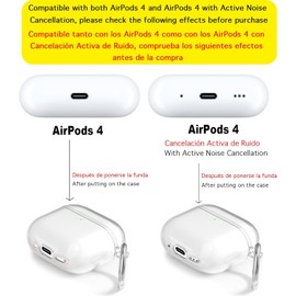 USTIYA Funda para AirPods 4 2024 Case Protectora Carcasa con Mosquetón TPU Transparente Espesamiento Suave Cover Mujer Dama (Transparente + Pen Pegatinas)