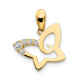 Diamond2Deal 14k Yellow Gold CZ Butterfly Pendant