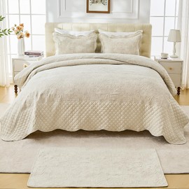 DaisyHuang Oversized King Bedspread 120×118,4 Piece Light Beige