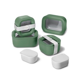 Caraway Mini Food Storage 11pc Set - Glass Storage Containers for Food - Non-Toxic Ceramic-Coated Glass - Air Release Technology - Compact & Stackable Design - Sage