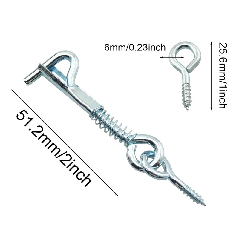 DGHAOP 6PCS Stainless Steel Spring Hook and Eye Safety Latch