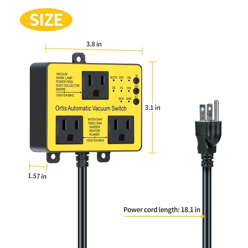 Automatic Vacuum Switch with Extra Outlet for Using More Power
