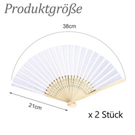 Altaroo Fecher Women's Hand Fans, White, Small, 38 x 21 cm, DIY Handmade Fan for Dancing, Photo Props, Wall Decoration, Wedding Accessories, Pack of 2