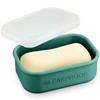 Quatish Compact Leakproof Travel Soap Case, Silicone Soap Box with