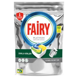 Fairy Platinum Bulaşık Makinesi Deterjanı Kapsülü/Tableti 50 Yıkama Limon Kokulu