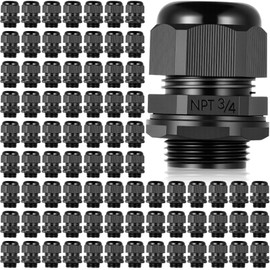 50 Pcs 3/4" NPT Black Nylon Cable Gland, Waterproof IP68 Adjustable Locknut Cable Diameter Waterproof Connectors Black Cord Grip