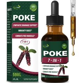 Verdeherb Poke Root Extract Drops for Lymphatic Drainage, Lymph System Support Supplement with Cleavers Herb, Dandelion, Echinacea & Turmeric for Body Detox, Cleanse & Immunity. 2 oz