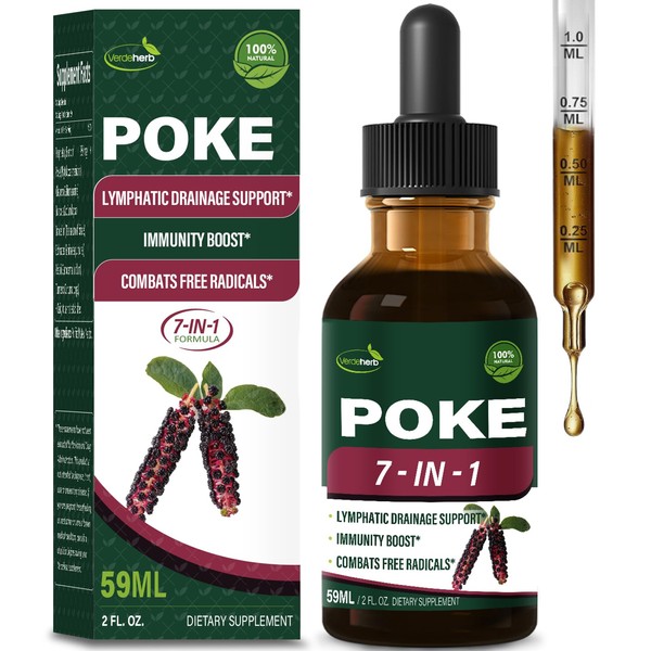 Verdeherb Poke Root Extract Drops for Lymphatic Drainage, Lymph System