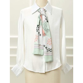 sourcing map Women's Graffiti Scarf Neck Scarves Skinny Wrap Polka Dot Stripes Headband Neckerchief, light green