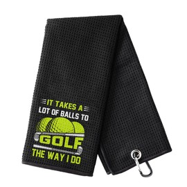 HEIFAM It Takes A Lot of Ball Funny Golf Towel, Golf Accessories for Men Women, Golf Gift for Men Women, Men's Golf Accessories, Retirement Gift for Dad Grandpa Golf Lover Golf Fan
