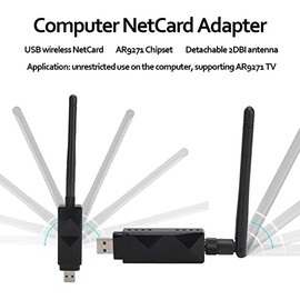 Gugxiom Adaptador WiFi Inalámbrico USB AR9271 con Antena Externa de 2dBi, para Kali Ubuntu XP 7 8 10 Ros