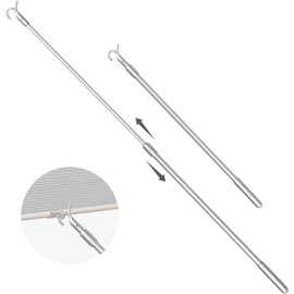 2pcs Venetian Blind Rod Replacement Blinds Wand Extender Shutter Adjustable Length Window Blinds for Vertical Blinds Rod Open Window Blind Rod Mini Inch with Hook Aluminum Alloy Replacement Stick