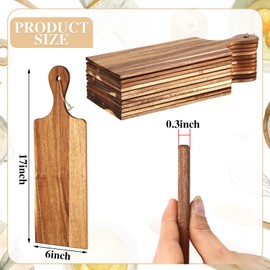 12 Packs Cutting Board Set Plain Chopping Board with Handles Large Serving Board Wooden Kitchen Cutting Board Bulk for Vegetables Meat Pizza Cheese Fruit Bread (17 x 6 Inch, Acacia Wood)