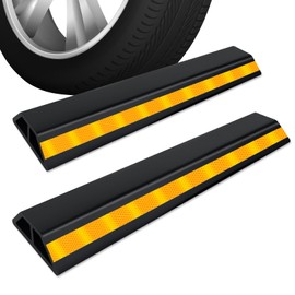 HOXWELL 2 Pcs 18'' Heavy Duty Parking Aid for Garage, with Yellow Safety Stripes, Parking Gadgets Protects Car and Garage Walls, Parking Stopper Easy to Install 2 Packs