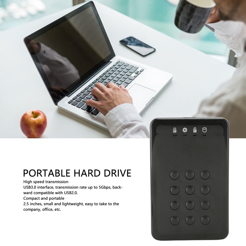 External Hard Drive Portable Encrypted Hard Drive 2.5 Inch USB3.0