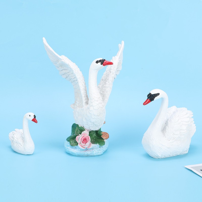 3pcs Lawn Garden Courtyard Resin High Simulation Swan Decoration Animal
