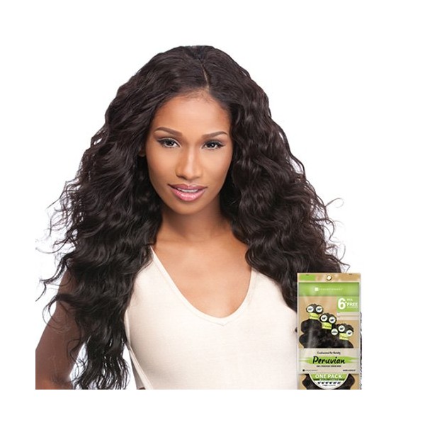 Sensationnel Unprocessed Peruvian Virgin Remy Human Hair Weave Bare&natural Loose Deep 6pcs [14"+16"+18"] (Natural Black)