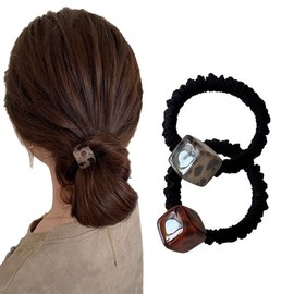 Wenlly Leopard Print Block Hair Bobbles High Elasticity Ponytail Holder Hair Bobbles for Women Girls Pack of 4