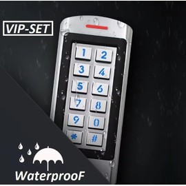 Stainless Waterproof Door Access Control System Kit, 300kg/660lbs Force Electric Magnetic Door Lock Kit with RFID Keypad/Reader Home Security System 10 Keyfobs 110V Power Supply Metal Exit Button