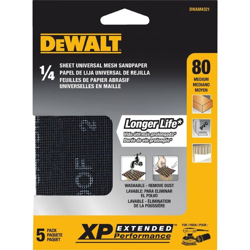 DEWALT DWAM4321 80 Grit Mesh Sheet (5 Sheets), 1/4"