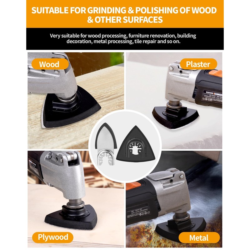 172 Pcs Oscillating Tool Sanding Pad Kit 4 Pcs Triangle