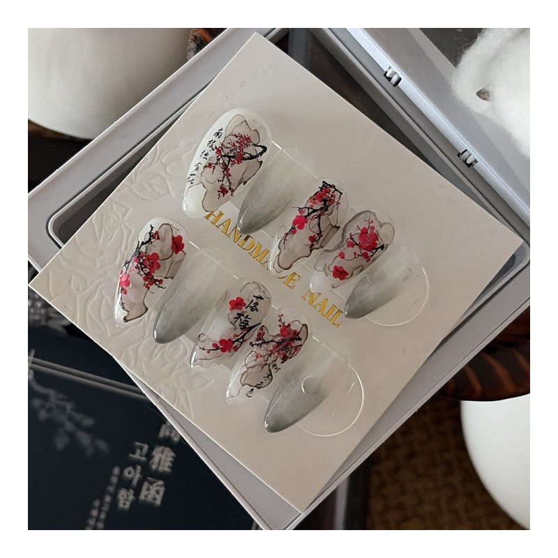 [Goaham] Water, Red, and Red Flowers Ink Painting - Premium