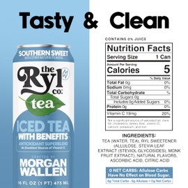Ryl Iced Tea, Wallen's Sweet Tea, Antioxidant Superblend, No Artificial Ingredients, 16.0 Fl Oz (12-Pack)