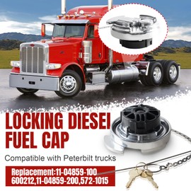 Dexepe Locking Diesel Fuel Cap 4" Compatible With Peterbilt Semi Trucks 1972-2017 Aluminum Fuel Tank Cap Lock Replacement for 379 389 579 11-04859-100 11-04859-200 572.1015 600212 Silver 1Pcs