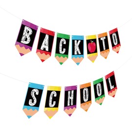 Hooqict Welcome Back to School Banner Garland for Classroom Bulletin Board Decorations First Day of School Decorations Hanging Party Banner