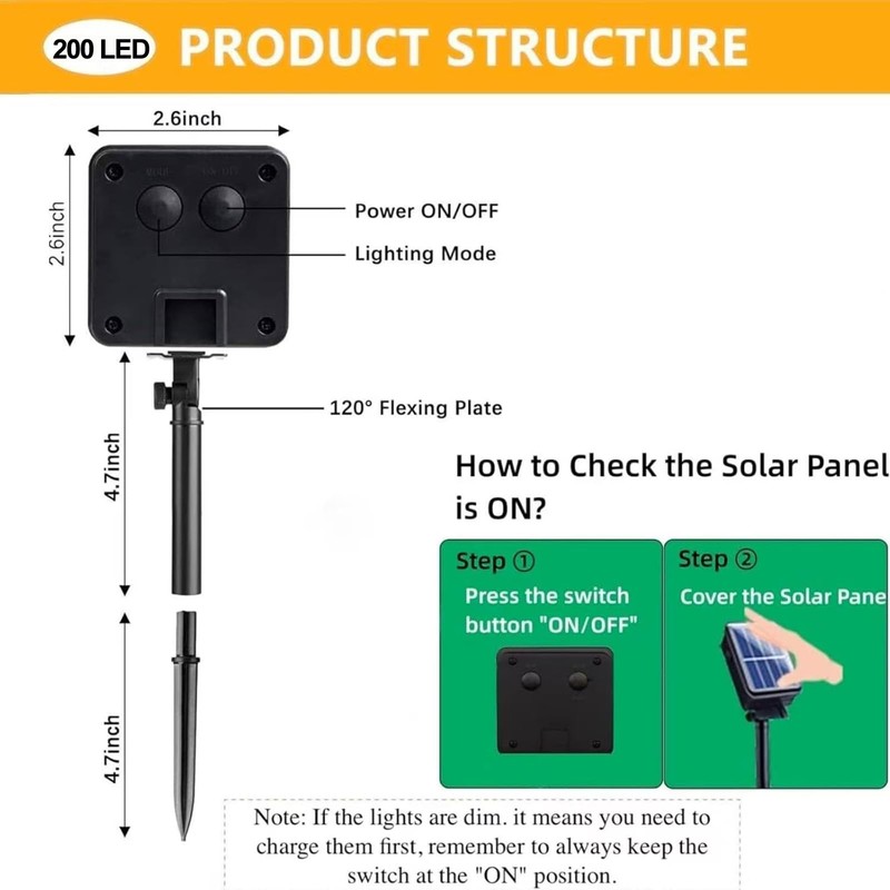 2 Pack 77FT Solar String Lights Outdoor, 200 LED Solar