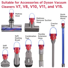 8PCs Accessory Hangers Compatible with Dyson V7 V8 V10 V11 V15 Vacuum Cleaners, Movable Attachment Holders Fit for Dyson Vacuum Accessory Storage Tool Replacement Part (Accessories NOT Included)