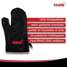HARK Kaminhandschuh Grillhandschuh hitzebeständig Universal Handschuh aus Wildleder bietet Schutz vor Hitze und Verbrennungen, mit Aufhängeöse, für Kamin Ofen Grill Backofen