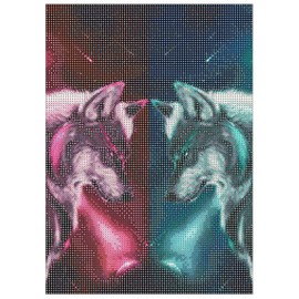 MISHBAY Diamond Painting Wolf - 30 x 40 cm Diamond Painting Adults - Diamond Painting Pictures Wolves - DIY 5D Set Wall Decor Diamond Embroidery