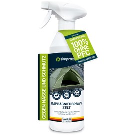 simprax® Tent Waterproofing Spray - Certified Eco-Friendly, UV-Stable & Biodegradable Waterproof Spray | Made in Germany | Waterproofing Spray Enhances Water-Repellency for Tent & Technical Textiles
