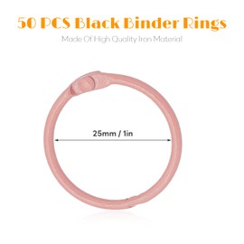 LOUZAGO 50 Pack 1 Inch Binder Rings, Light Pink Book Rings Index Card Ring, Metal Ring Binder Clips Key Rings Paper Rings for Office, School, Home (25mm, Light Pink)