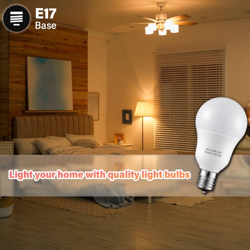 E17 Intermediate Base LED Light Bulbs, 6W(60 Watt Equivalent), Warm