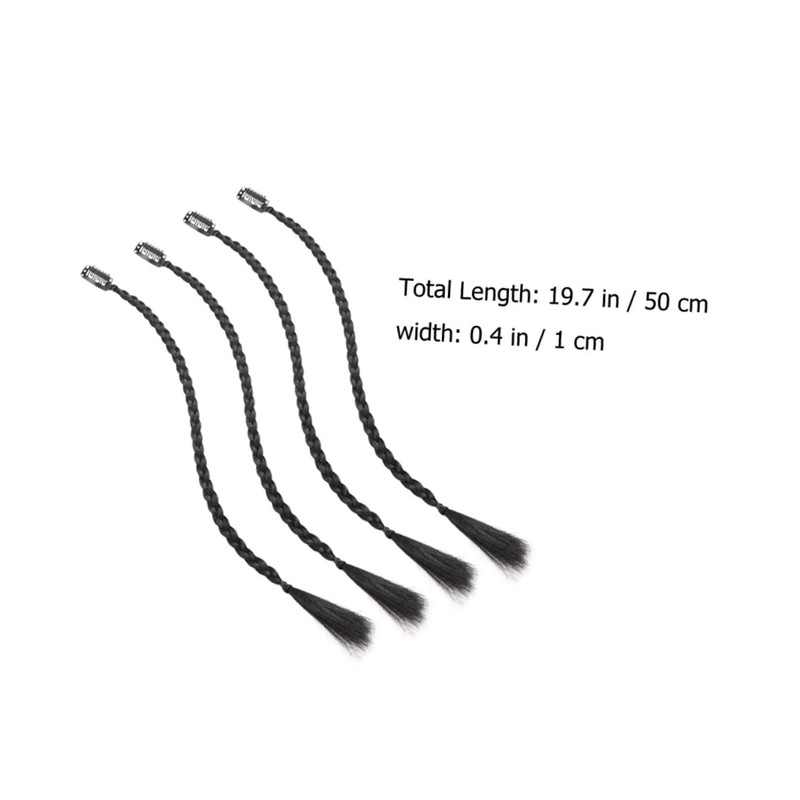 FRCOLOR 4 Pieces Braided Wig Clips Curly Hair Ponytail Braided