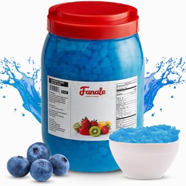 New Fanale Coconut Jelly Topping nata de coco for Boba Tea | Ice Cream | Yogurt | Smoothie | Milk Tea | Desserts (Blueberry Heart Shaped, 6.6 lb)