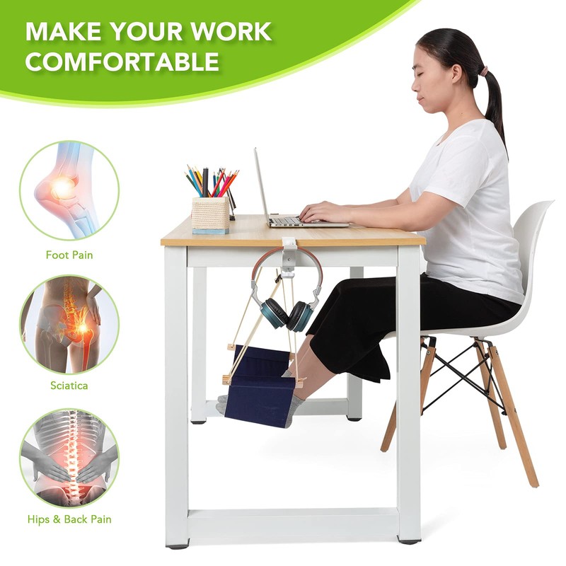 iMissiu Foot Hammock Under Desk Footrest, Adjustable Office Foot Rest