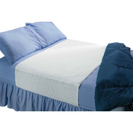 Saddle Style Absorbent Bed Pad with Tuck-in Sides (34 x 52 Inch) - Waterproof Washable 300x for Incontinence Tuckable Reusable Underpad Protection (Full, Queen) - Baby, Child, Adult - Sequoia Health