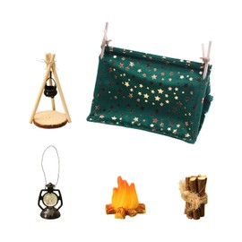 CVDYWDJIE 1 Tent, 8 Piece Stove Set, 1 Flame, 1 Firewood and 1 Petroleum Lamp, Dollhouse Accessories, Micro Landscape Decoration