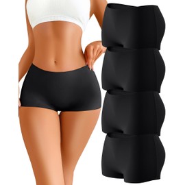 READY TO LOVE Boxer Shorts Women's Seamless Briefs Women's Underpants Women's Seamless Soft Panties Women's Hipster Under Dress Boyshorts Multipack, black
