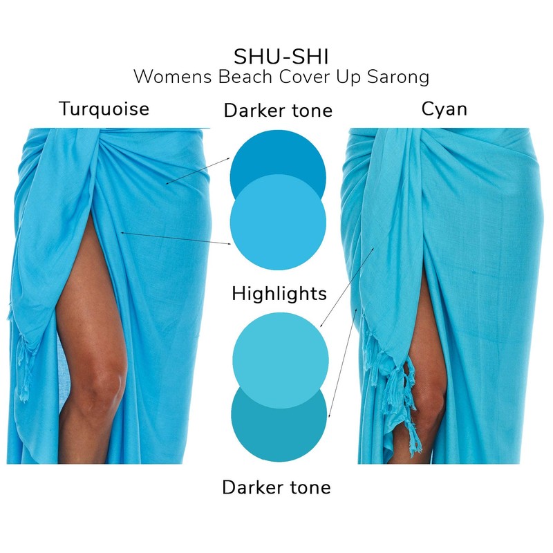 SHU-SHI - Women's Beach Sarong/Pareo - Wear Over Swimsuits, turquoise