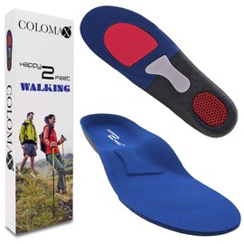 Happy2Feet – Walking Insoles Ideal for Hiking and Everyday – Optimal Cushioning – Maximum Hold – for Men and Women Blue 47-50 EU