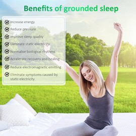 Merisky Grounding Sheets, Grounded Half Flat Sheet 24"x110" Fit All Bed Sizes, Conductive Sheets with Cord & Clips, Earth Connected for Improved Sleep, Cotton+Silver Fiber(Grey, 1 Pack)