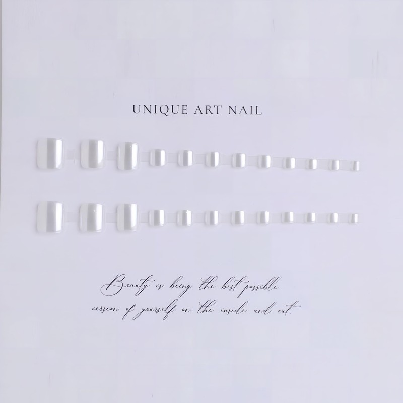 [ALLEVG]ネイルチップ 足用 24枚入 フットネイルチップ フットネイル 足用 オーロラパウダー足用付け爪 - ムーンライトジュエルのような上品で優しい輝き、気品あふれる大人のガーリーデザイン マグネットネイルチップ